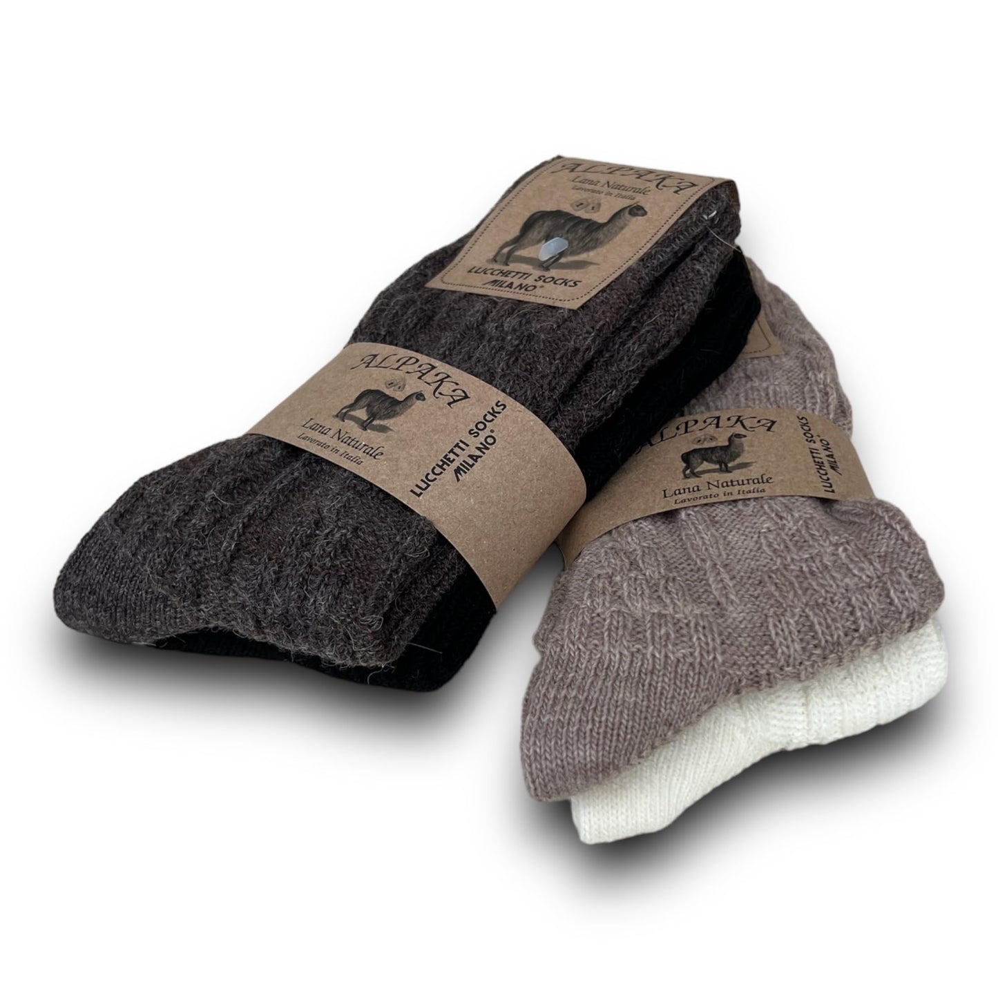 Lucchetti Socks Milano 4 PAIA calze CORTE in misto lana e ALPACA caldissime morbidissime MADE IN ITALY