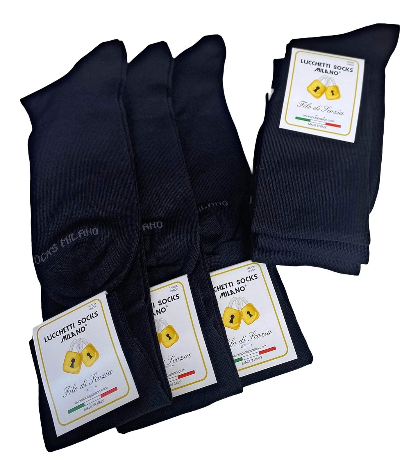 Calze Uomo Filo di Scozia Lunghe in Cotone Elasticizzato Estive Made in Italy Blu Nero Grigio 6 paia