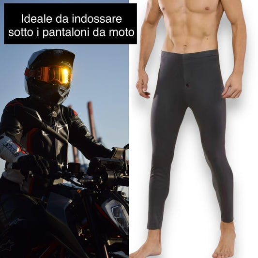 Lucchetti Socks Milano Calzamaglia Termica Uomo Pile -Sottotuta Moto- Pantaloni Termici Uomo Pile- Collant Uomo Invernale - Pantaloni da Lavoro Invernali - Leggins Uomo
