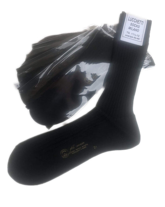 Lucchetti Socks Milano 6 PAIA calze da uomo CORTE filo di scozia 100% cotone rimagliate Made in Italy