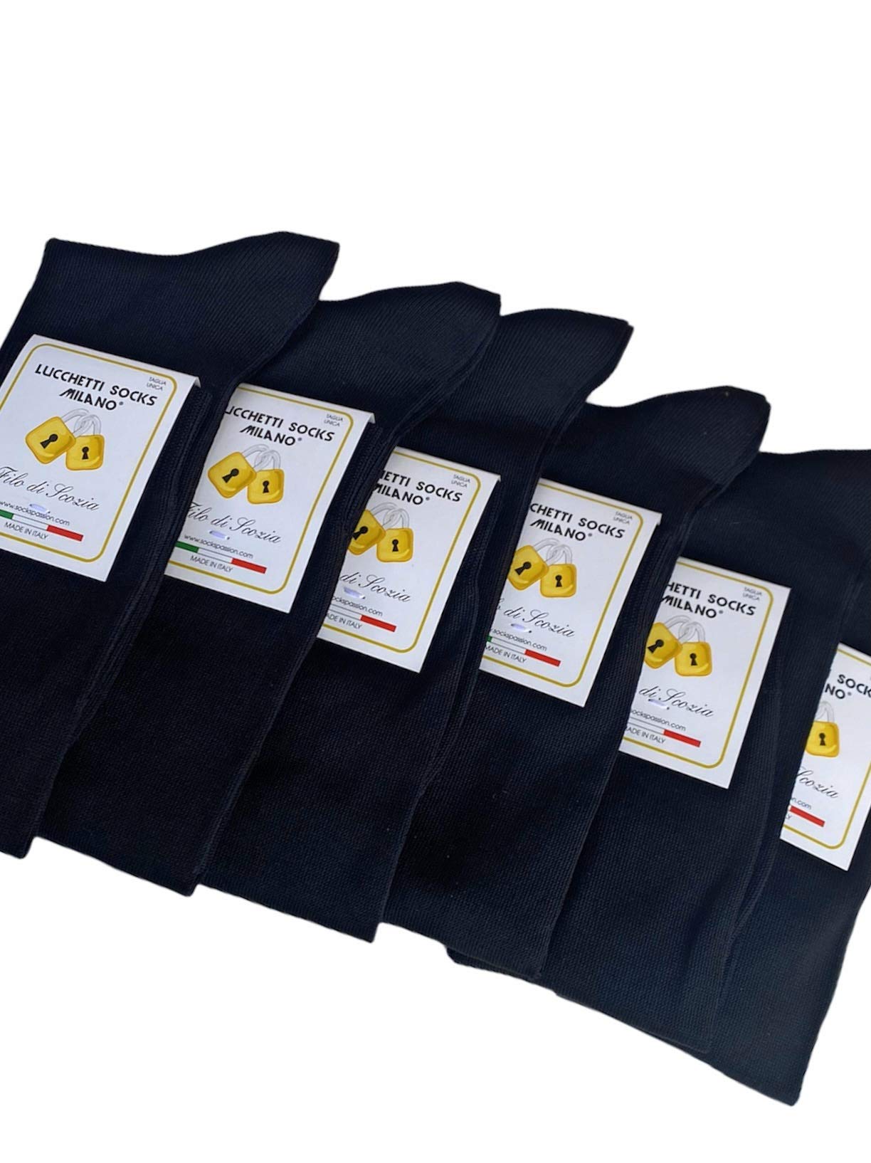 Calze Uomo Filo di Scozia Lunghe in Cotone Elasticizzato Estive Made in Italy Blu Nero Grigio 6 paia