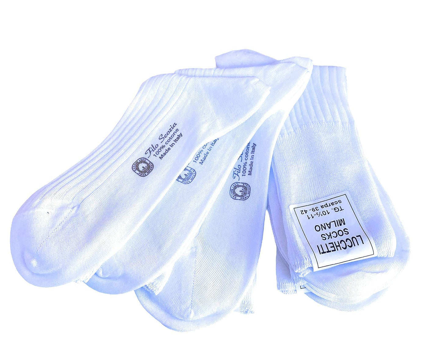 Lucchetti Socks Milano 6 PAIA calze da uomo SANITARIE filo di scozia 100% cotone rimagliate Made in Italy