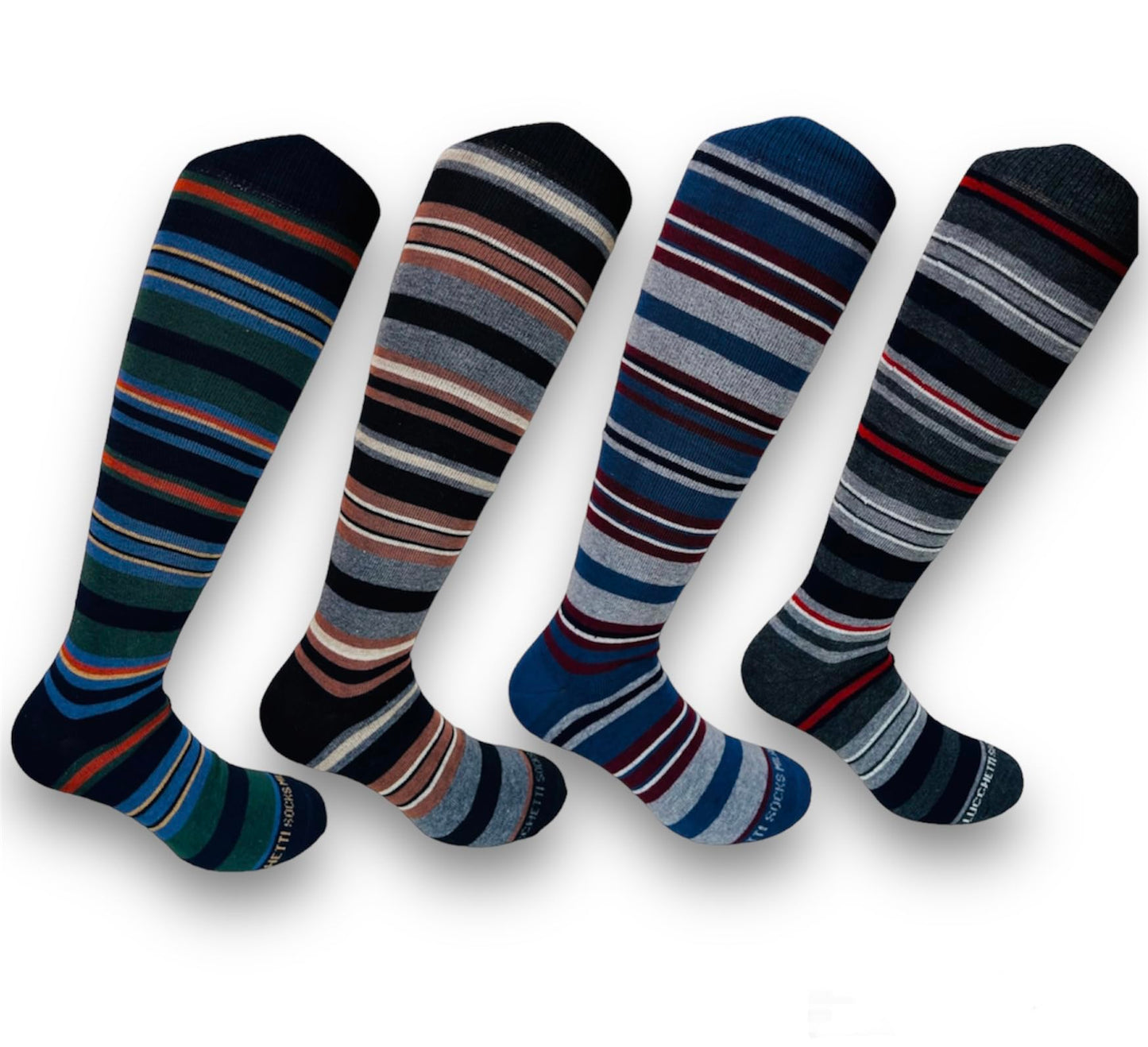 Lucchetti Socks Milano SET DA 4 PAIA DI CALZE UOMO LUNGHE CALDO COTONE COLORATE TENDENZA POIS FANTASIA FASHION MADE IN ITALY