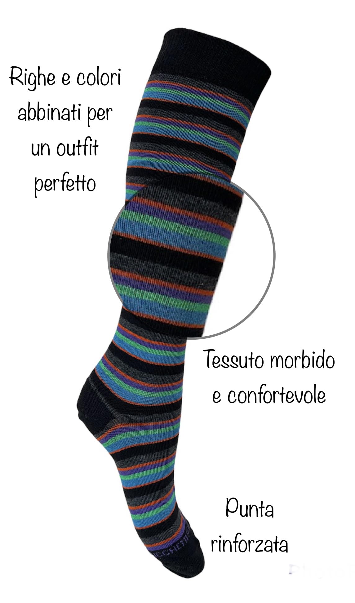 Calze Donna Invernali Lunghe Caldo Cotone Fantasia Righe Pois Termiche Colorate Made in Italy