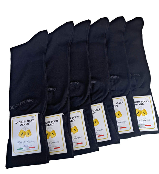 Calze Uomo Filo di Scozia Lunghe in Cotone Elasticizzato Estive Made in Italy Blu Nero Grigio 6 paia