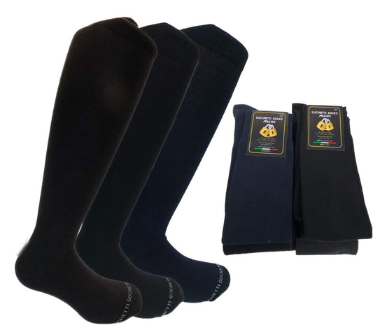 Lucchetti Socks Milano 6 PAIA di calze calzini UOMO LUNGHE caldo cotone ELASTICIZZATE,100% Made in Italy ((47-50, 6 Paia Dark)