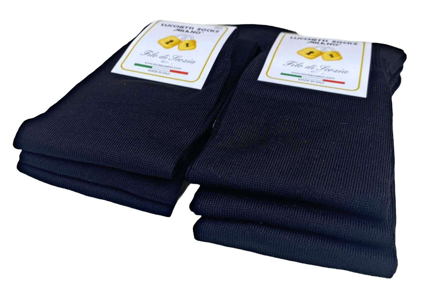 Calze Uomo Filo di Scozia Lunghe in Cotone Elasticizzato Estive Made in Italy Blu Nero Grigio 6 paia