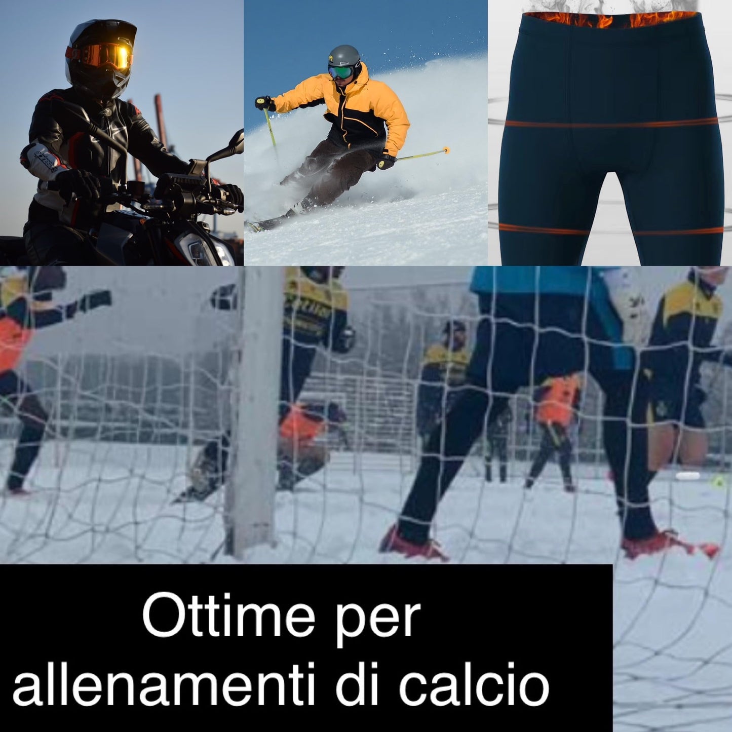 Lucchetti Socks Milano Calzamaglia Termica Uomo Pile -Sottotuta Moto- Pantaloni Termici Uomo Pile- Collant Uomo Invernale - Pantaloni da Lavoro Invernali - Leggins Uomo