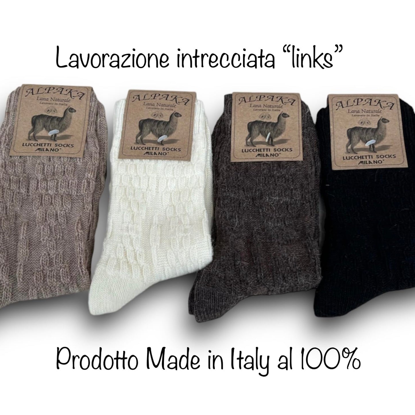 Lucchetti Socks Milano 4 PAIA calze CORTE in misto lana e ALPACA caldissime morbidissime MADE IN ITALY