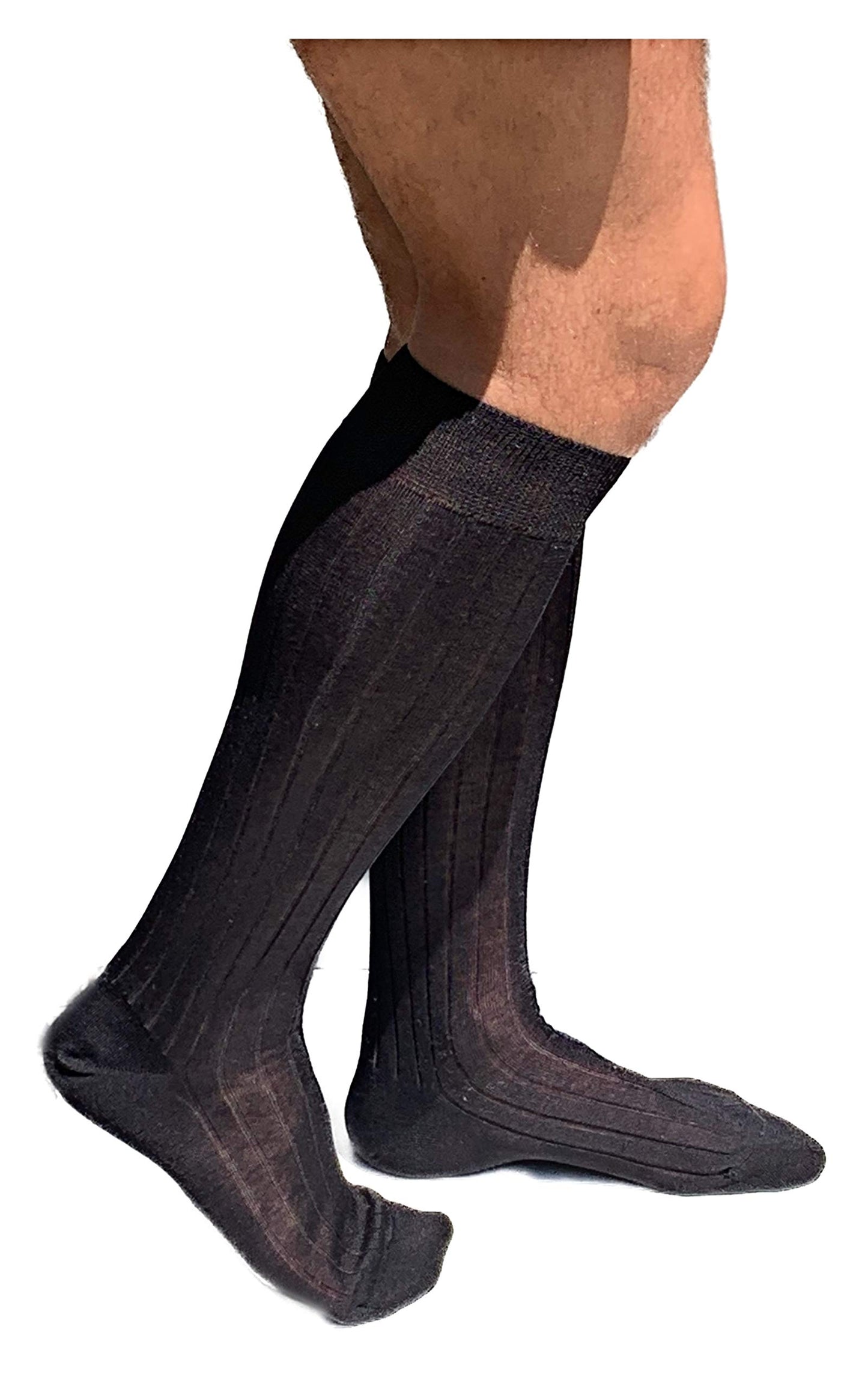 6 Paia Lucchetti Socks Milano Calze Uomo Lunghe Filo Di Scozia 100% Cotone Rimagliate Made In Italy