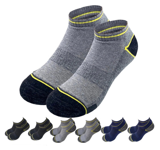 Lucchetti Socks Milano 6 Paia Calze da Lavoro Estive Uomo Corte Fantasmini Uomo Cotone Calzini Uomo Corti alla Caviglia Traspiranti e Rinforzati Soletta in Spugna
