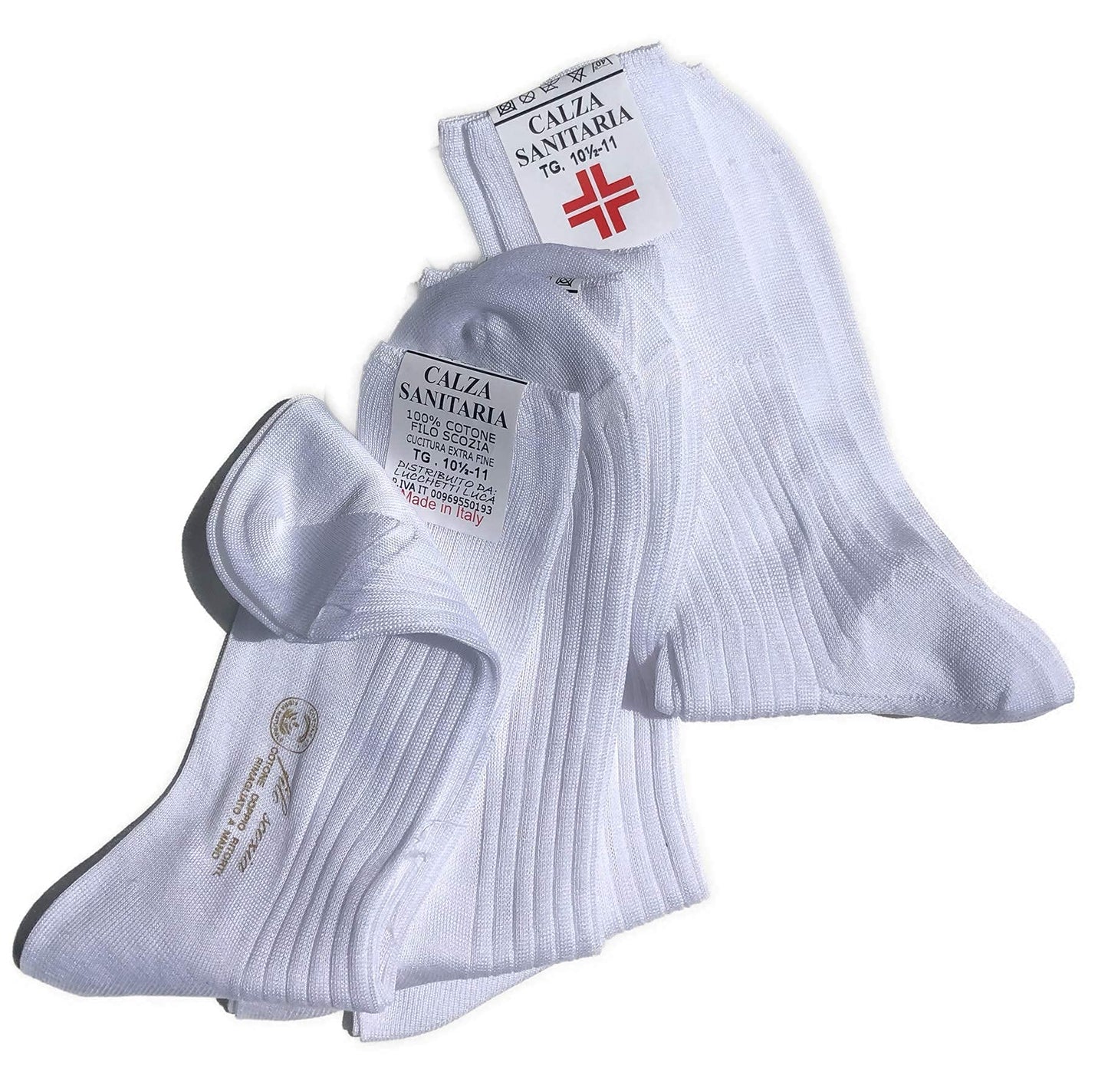 Lucchetti Socks Milano 6 PAIA calze da uomo SANITARIE filo di scozia 100% cotone rimagliate Made in Italy