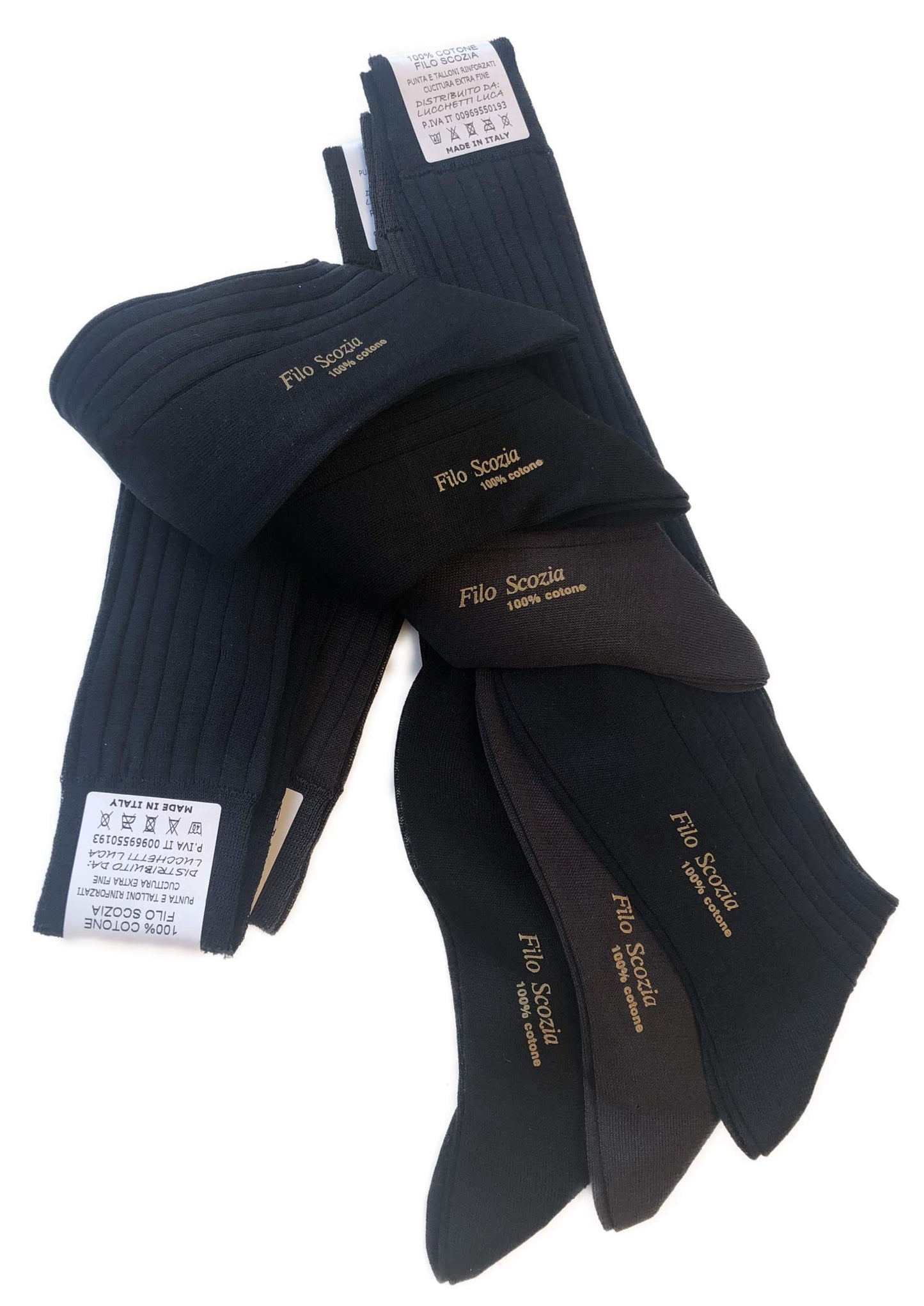 6 Paia Lucchetti Socks Milano Calze Uomo Lunghe Filo Di Scozia 100% Cotone Rimagliate Made In Italy