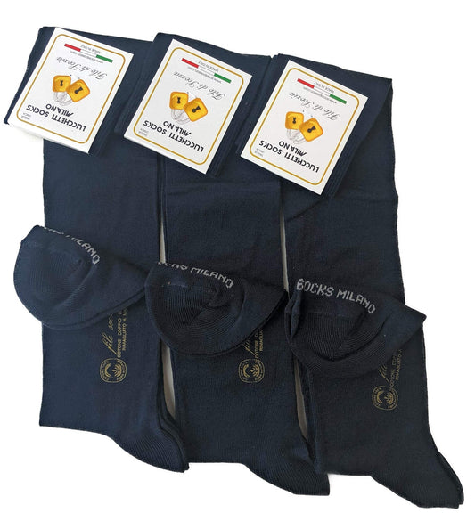Calze Uomo Filo di Scozia Lunghe in Cotone Elasticizzato Estive Made in Italy Blu Nero Grigio 6 paia