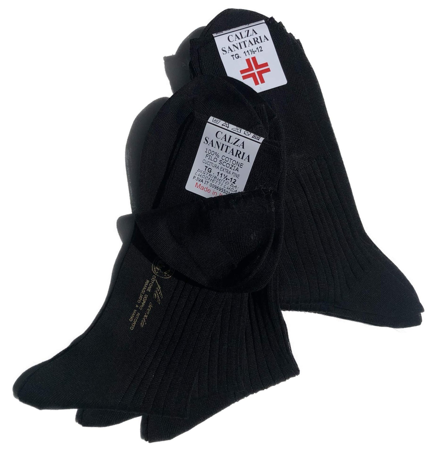 Lucchetti Socks Milano 6 PAIA calze da uomo SANITARIE filo di scozia 100% cotone rimagliate Made in Italy