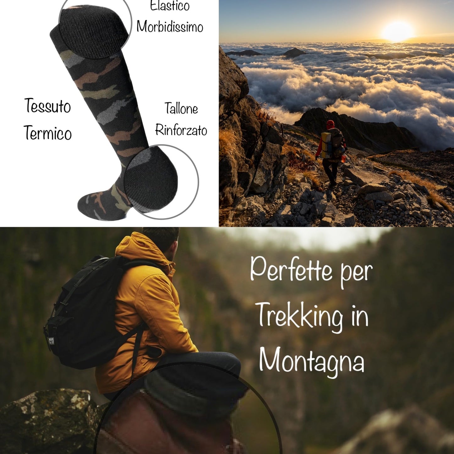 Lucchetti Socks Milano 6 PAIA Calze Termiche Lunghe calzini UOMO Lunghi in COTONE FELPATO termico Pesanti Spugna