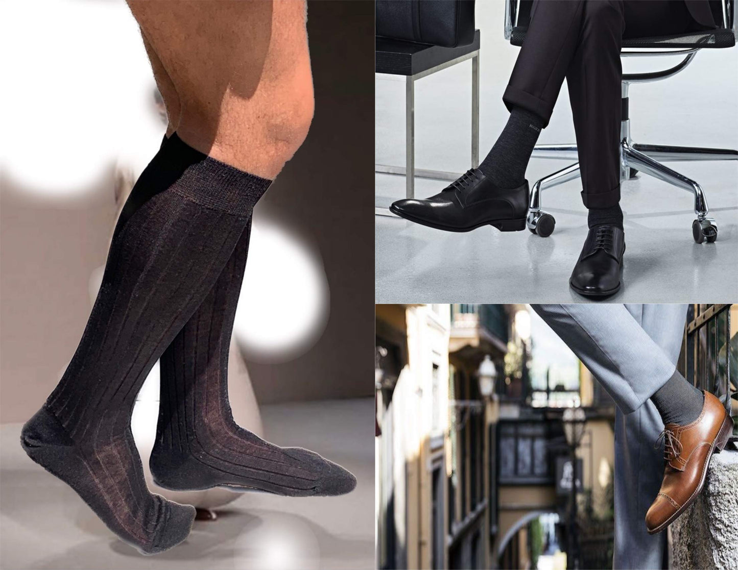 6 Paia Lucchetti Socks Milano Calze Uomo Lunghe Filo Di Scozia 100% Cotone Rimagliate Made In Italy