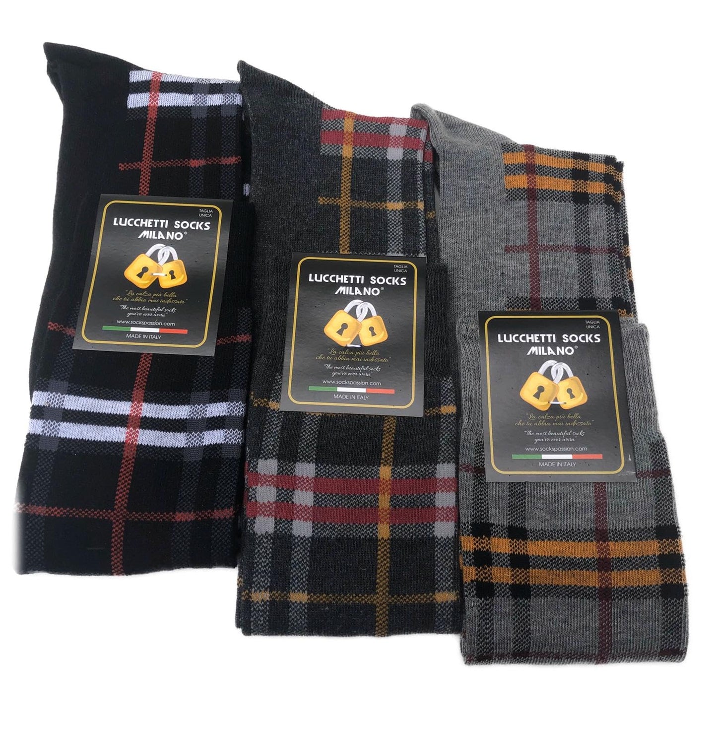 Lucchetti Socks Milano Set da 6 Paia di calze uomo lunghe caldo cotone colorate tendenza pois fantasia fashion Made in Italy