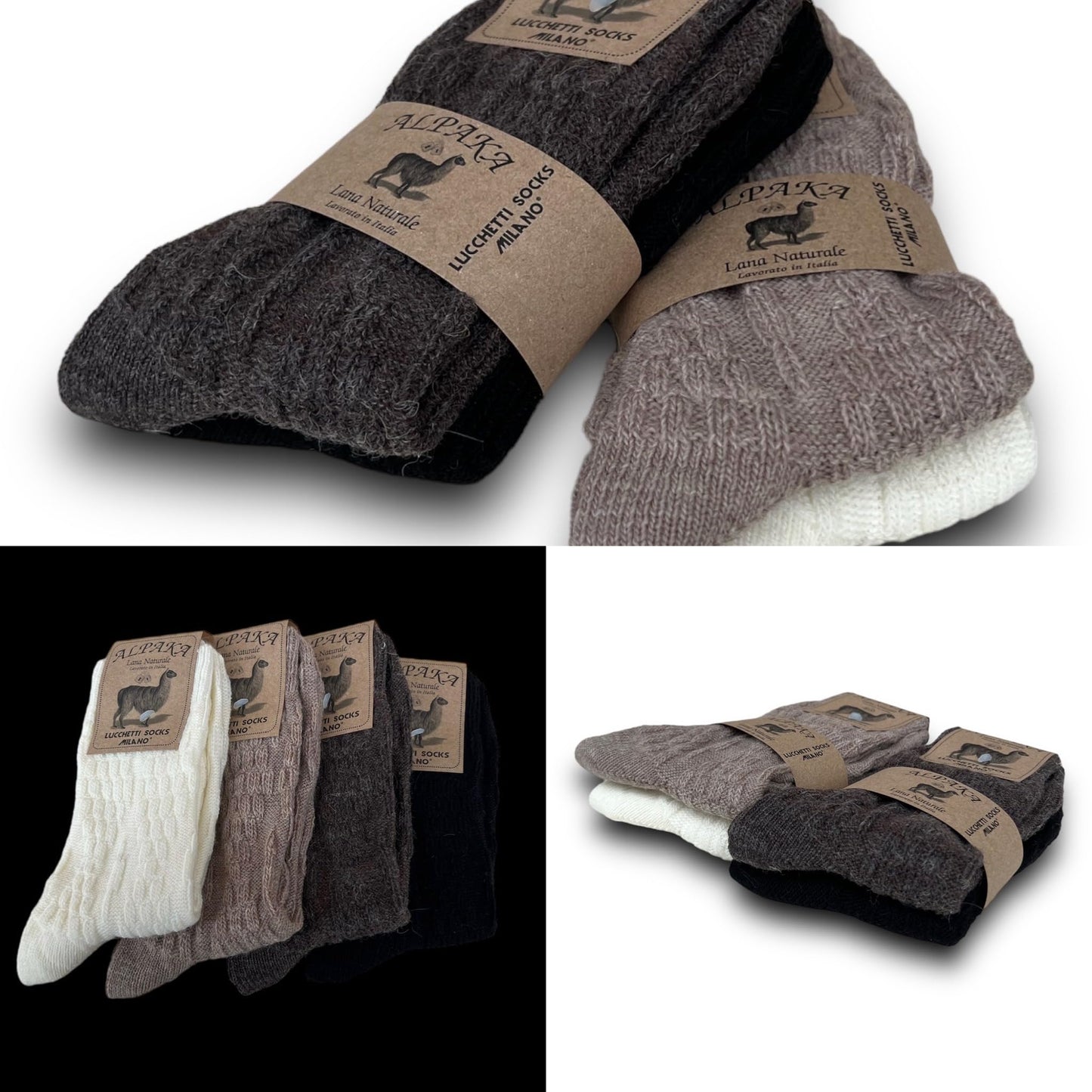 Lucchetti Socks Milano 4 PAIA calze CORTE in misto lana e ALPACA caldissime morbidissime MADE IN ITALY