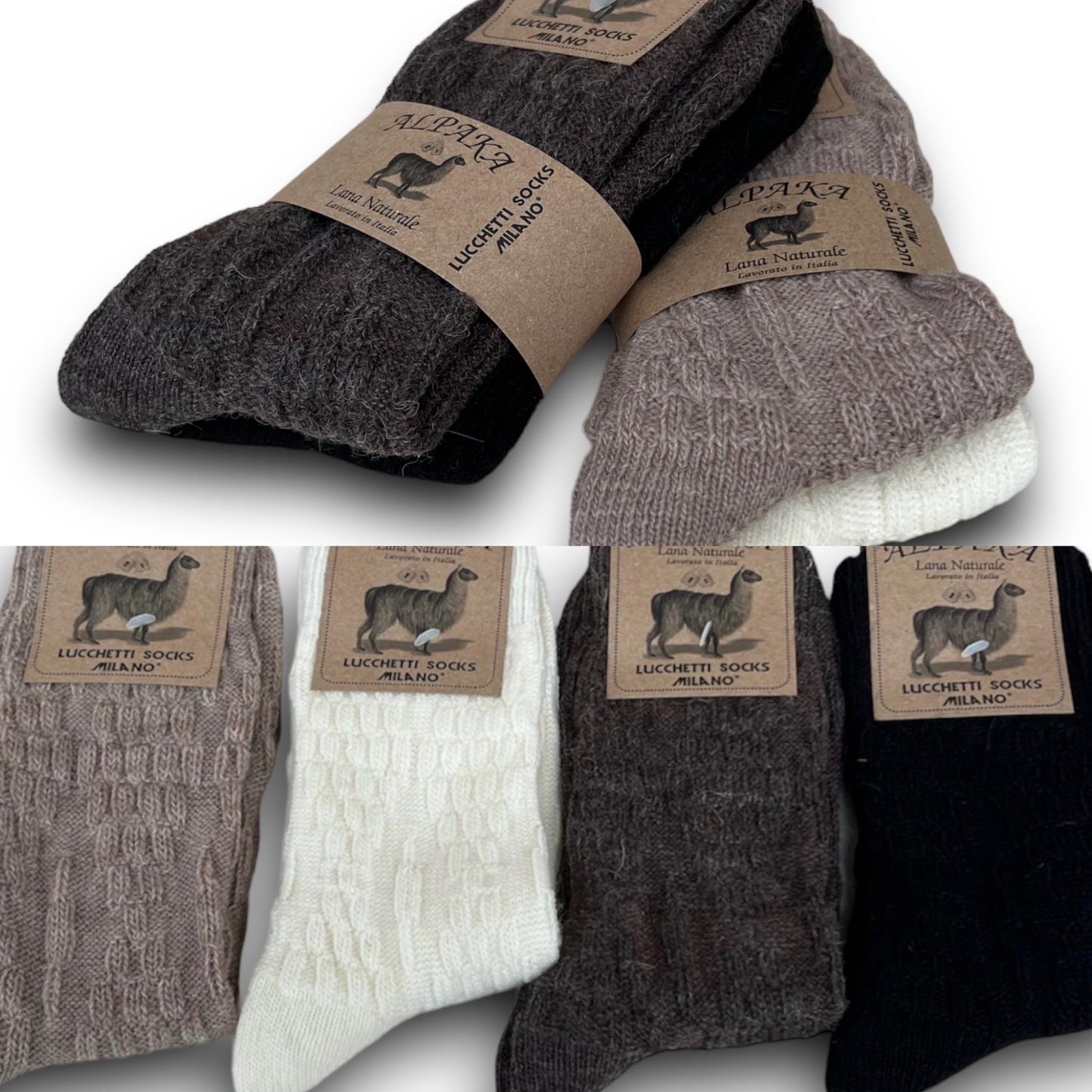 Lucchetti Socks Milano 4 PAIA calze CORTE in misto lana e ALPACA caldissime morbidissime MADE IN ITALY