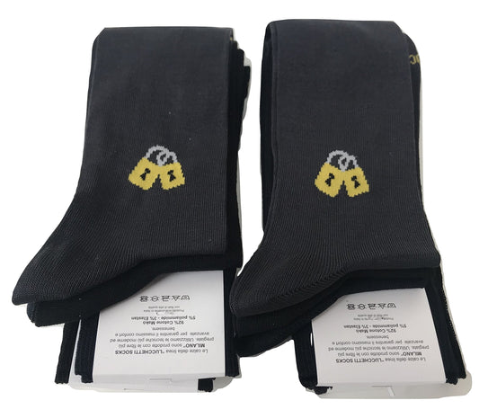 Lucchetti Socks Milano 6 paia calze uomo lunghe estive in tinta unita, cotone mercerizzato fresco e leggero Made in Italy (2 Nero 2 Grigio 2 Blu)