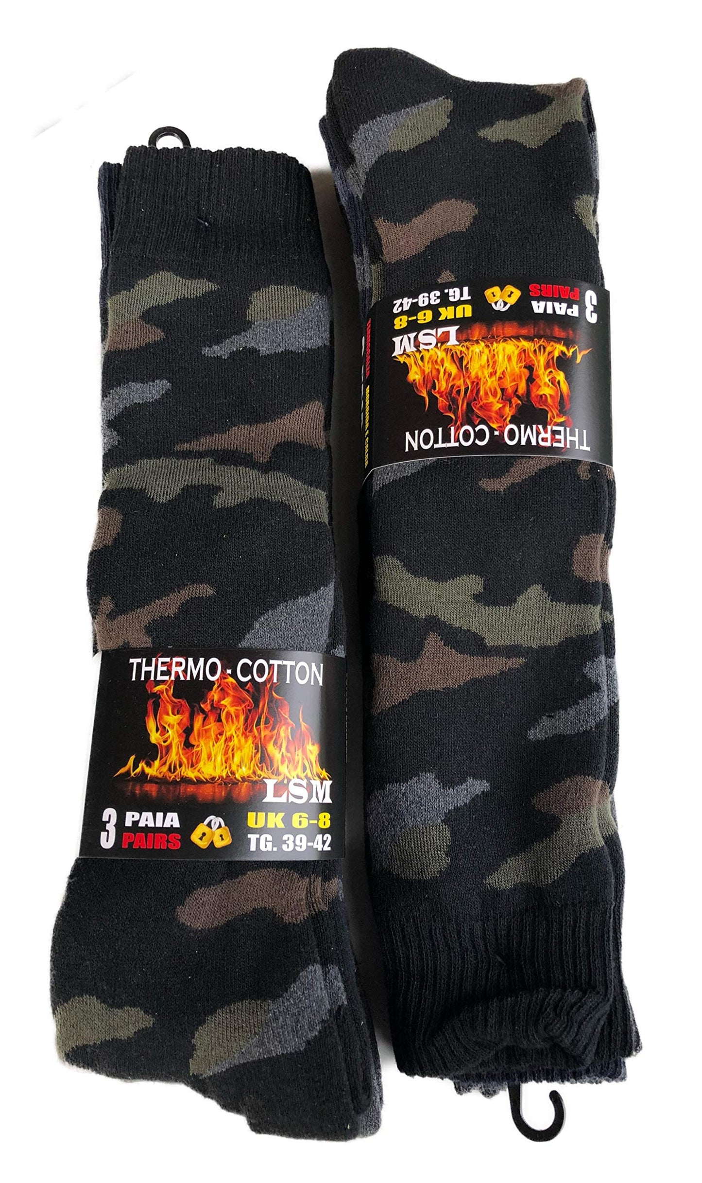 Lucchetti Socks Milano 6 PAIA Calze Termiche Lunghe calzini UOMO Lunghi in COTONE FELPATO termico Pesanti Spugna