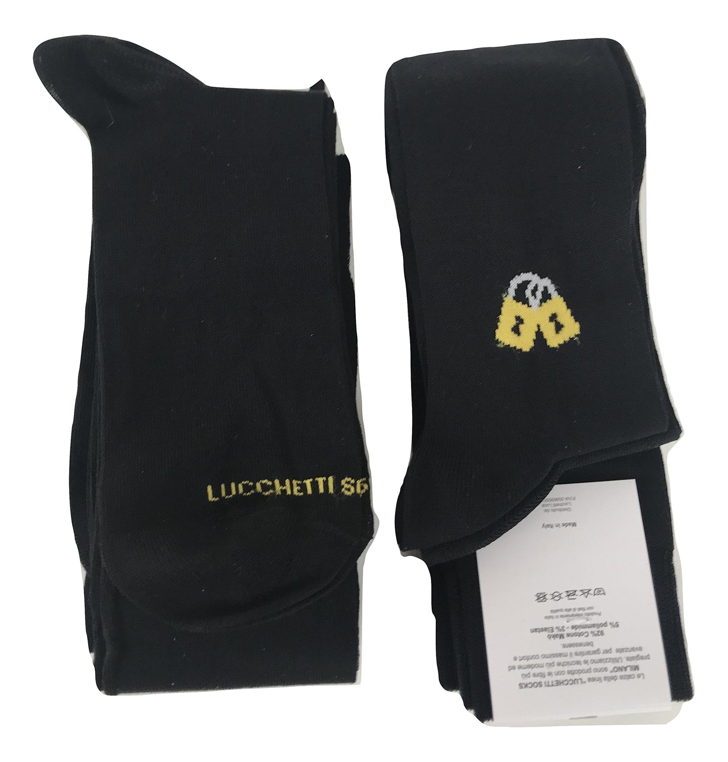 Lucchetti Socks Milano 6 paia calze uomo lunghe estive in tinta unita, cotone mercerizzato fresco e leggero Made in Italy (Nero)